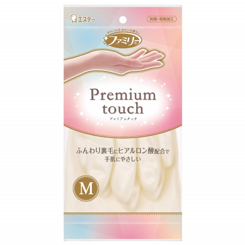 Перчатки виниловые с гиалуроновой кислотой ST "Family" Premium Touch, размер M (белые)