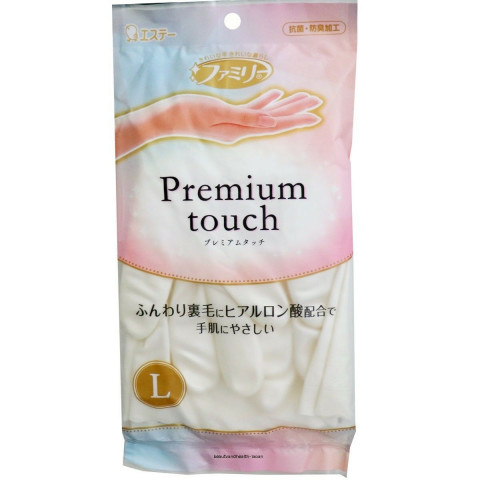 Перчатки виниловые с гиалуроновой кислотой ST "Family" Premium Touch, размер L (белые)