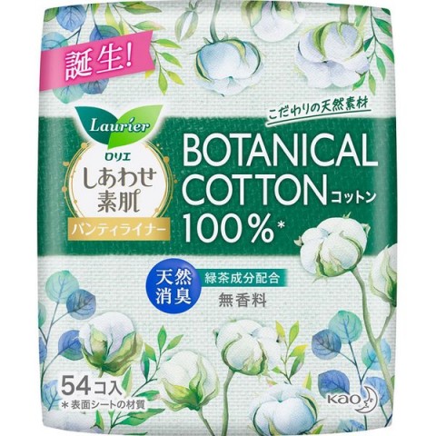 LAURIER F Botanical Cotton, Женские гигиенические прокладки на каждый день, без запаха, 54 шт.