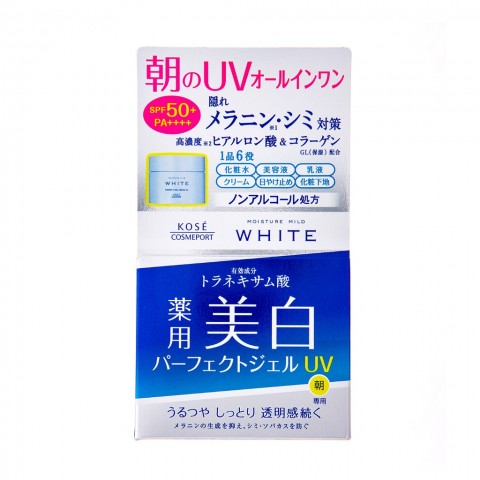 Kose Moisture Mild White Perfect Gel UV с SPF50 + / PA ++++ Осветляющий крем-гель против пигментных пятен, 90гр