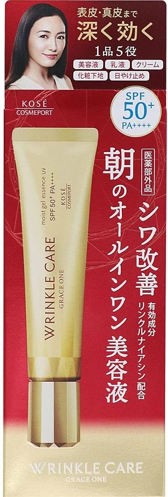 Kose - Grace One Wrinkle Care Moist Gel Essence UV SPF 50+ PA++++  Солнцезащитная многофункциональная эссенция SPF 50+, 40гр