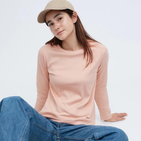 Uniqlo Женская футболка с длинными рукавами розовый размер ХL