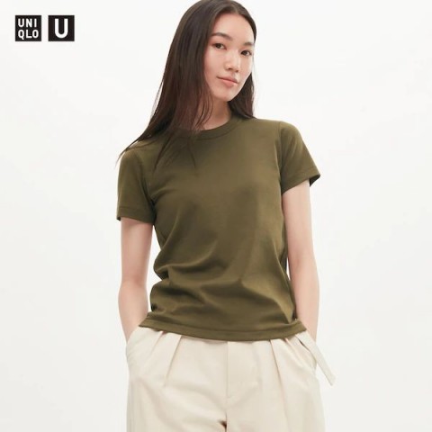 Uniqlo Женская футболка с круглым вырезом коричневый M