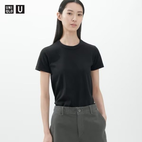 Uniqlo Женская футболка с круглым вырезом черный ХL