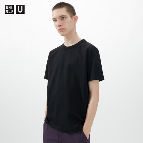 Uniqlo Мужская футболка с круглым вырезом (короткий рукав), черный, размер XL