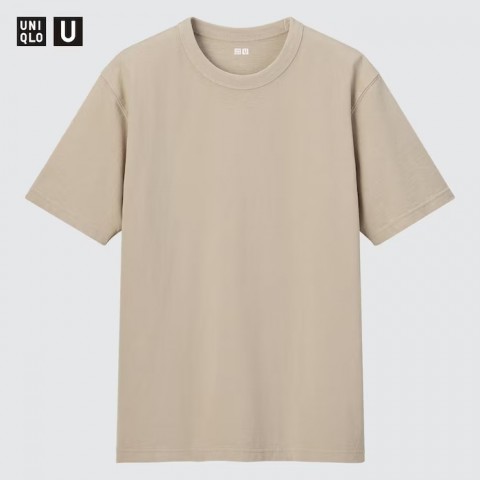 Uniqlo  Мужская футболка с круглым вырезом (короткий рукав), бежевый, размер L
