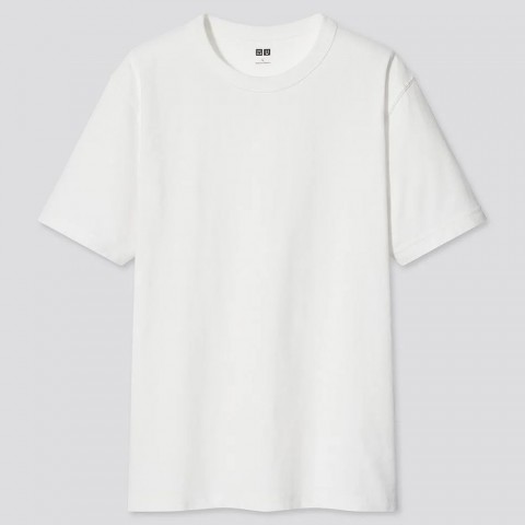 Uniqlo Мужская футболка с круглым вырезом (короткий рукав), белый, размер М