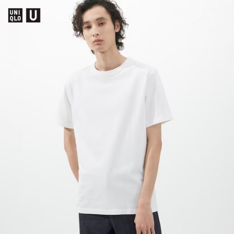 Uniqlo Мужская футболка с круглым вырезом (короткий рукав), белый, размер L