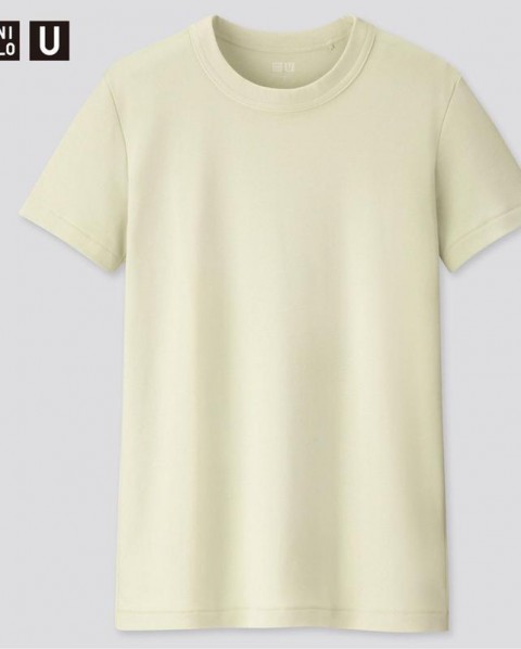 Uniqlo Женская футболка с круглым вырезом, светло-бежевый, размер  М