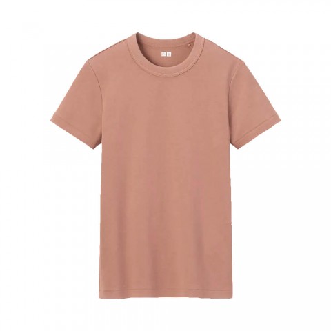 Uniqlo Женская футболка с круглым вырезом, пепельно розовый, размер  М