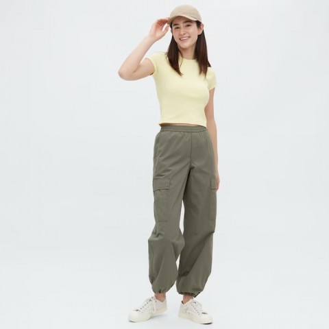 Uniqlo Женские легкие брюки-карго, оливковый, размер М