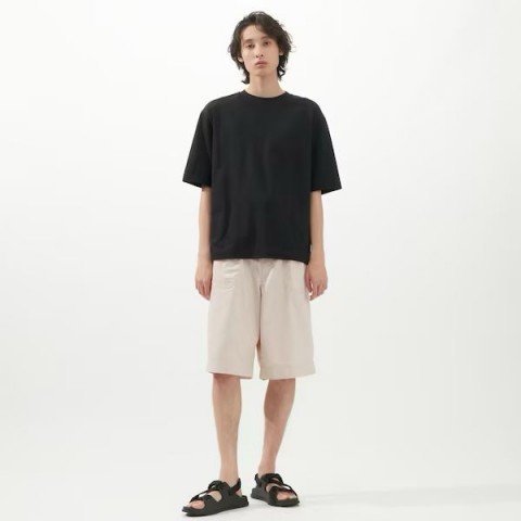Мужская хлопковая футболка оверсайз (AIRism), черный, размер М