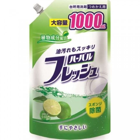 Mitsuei Средство для мытья посуды, овощей и фруктов с ароматом лайма,  (мягкая упаковка)