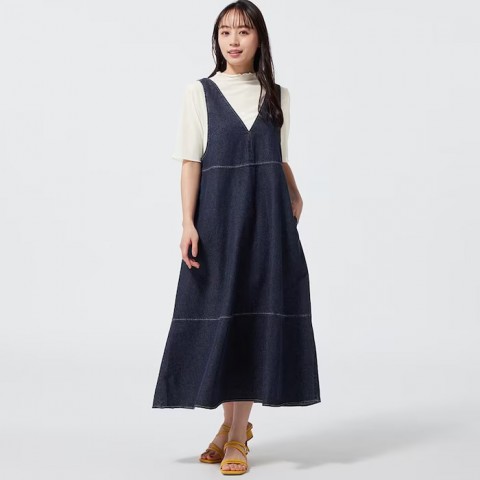 GU Джинсовое платье-джемпер, темно-синий, размер L
