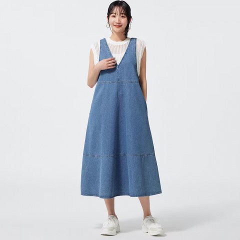 GU Джинсовое платье-джемпер, светло-синий, размер М