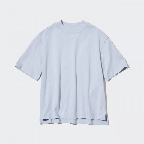 Uniqlo Хлопковая футболка AIRism (с коротким рукавом) голубой, L