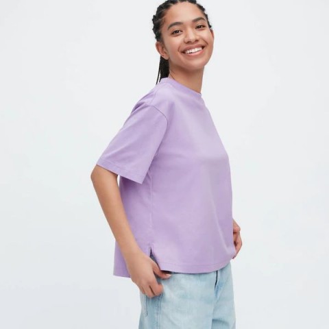 Uniqlo Хлопковая футболка AIRism (с коротким рукавом) фиолетовый, ХL