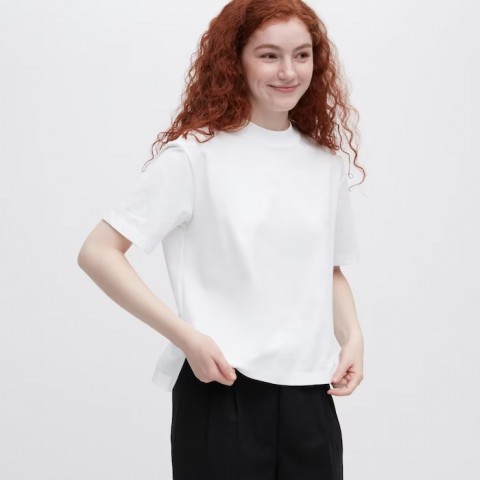 Uniqlo Хлопковая футболка AIRism (с коротким рукавом), белый, размер L