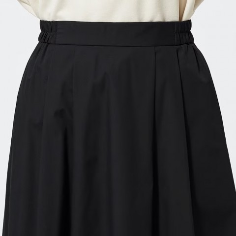 GU Расклешенная юбка миди с защипами, черный, размер L