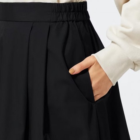 GU Расклешенная юбка миди с защипами, черный, размер ХL