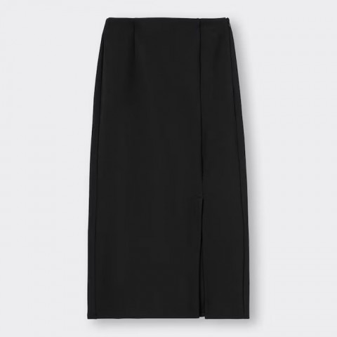 GU Узкая юбка миди (разрез сбоку), черный, размер L