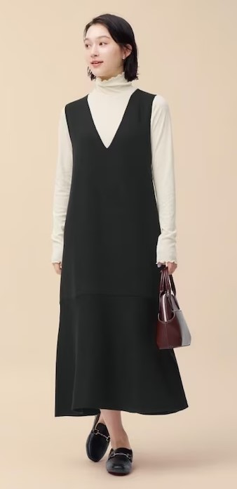 GU Трикотажное платье-джемпер с силуэтом «русалка», черный, размер ХL