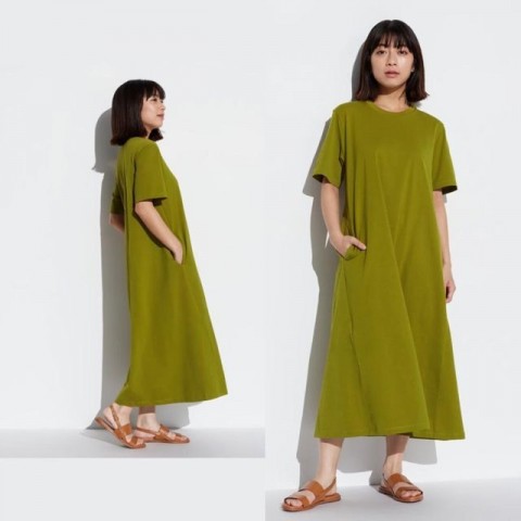 Uniqlo Хлопковое платье AIRism (118см) 56 оливковый XL