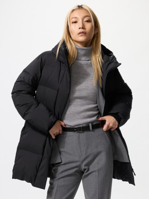 Uniqlo пуховое  пальто 09 ЧЕРНЫЙ L