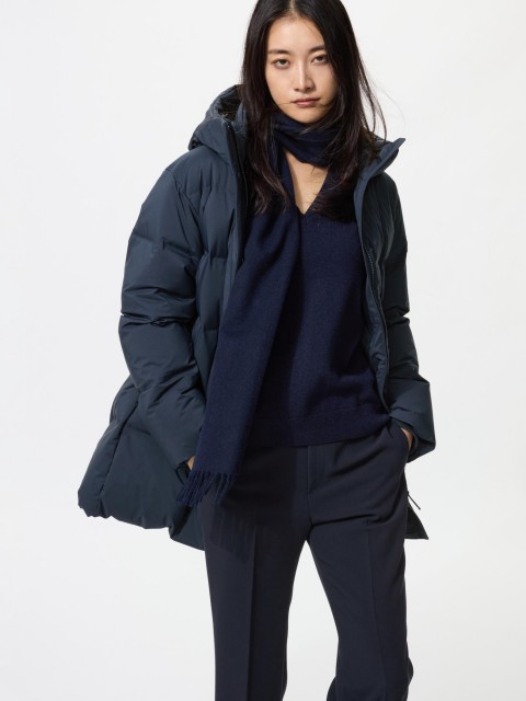 Uniqlo пуховое  пальто 69 СИНИЙ XXL