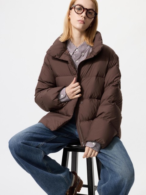 Uniqlo куртка Powder Кокон 39 КОРИЧНЕВЫЙ M