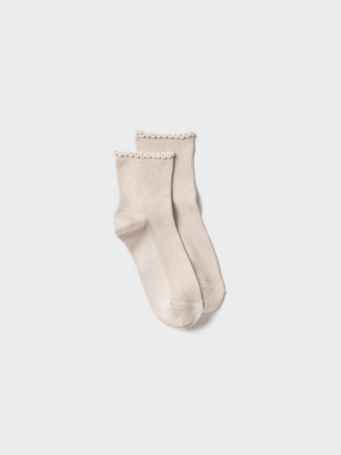 Uniqlo Носки Heattech/с оборкой31 БЕЖЕВЫЙ24-26