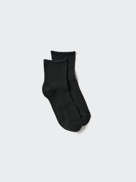 Uniqlo Носки Heattech/с оборкой 09 ЧЕРНЫЙ 24-26