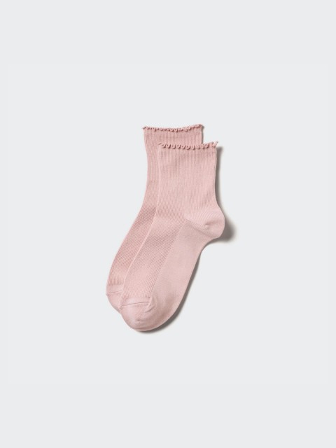 Uniqlo Носки Heattech/с оборкой10 РОЗОВЫЙ 24-26
