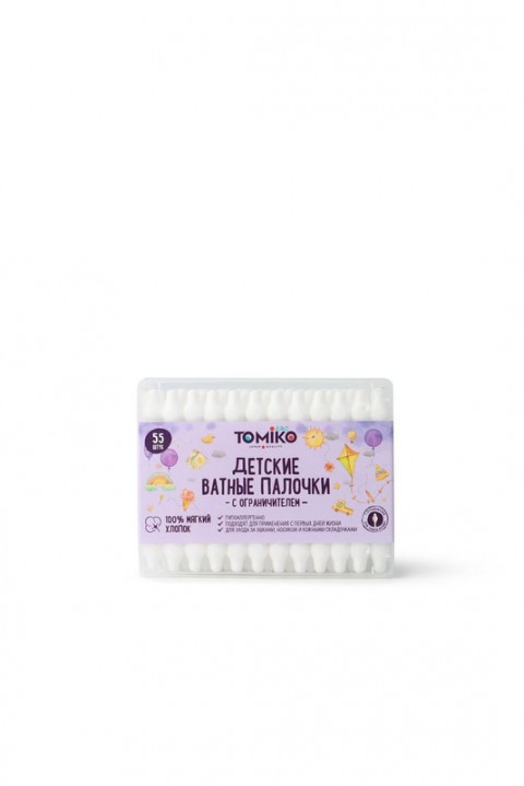 TomiKo Детские ватные палочки с ограничителем 55 шт.