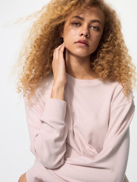 Uniqlo трикотаж флис  кофта 11РОЗОВЫЙ XXL