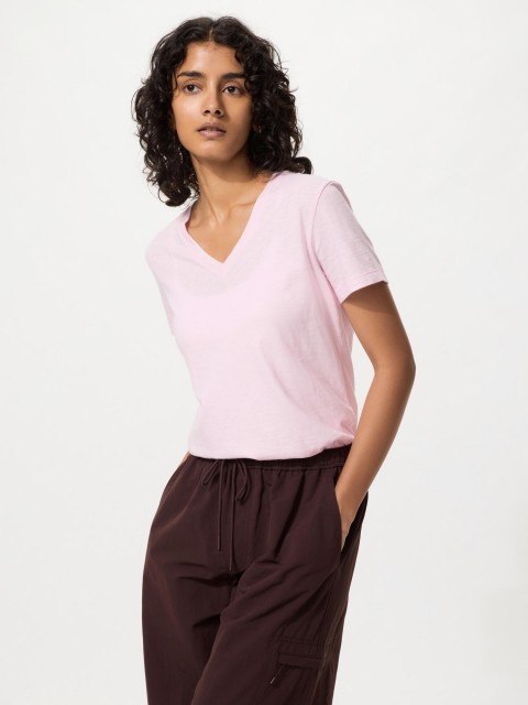 Uniqlo Женская футболка с V-вырезом РОЗОВЫЙ 3XL