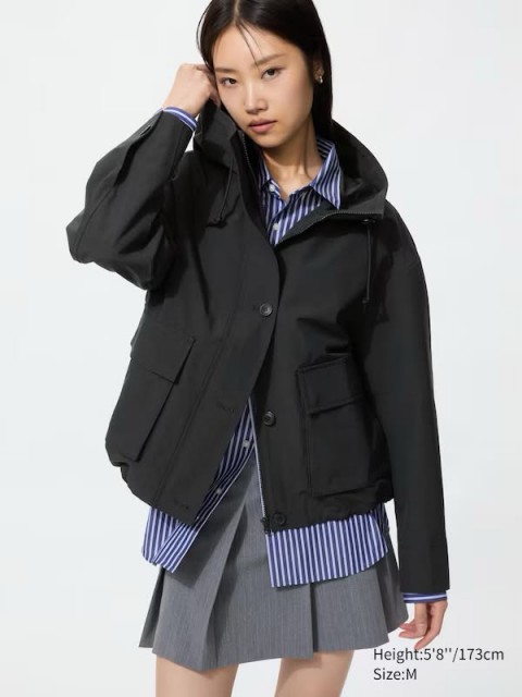 Uniqlo Парка с капюшоном черная с карманами ХL размер
