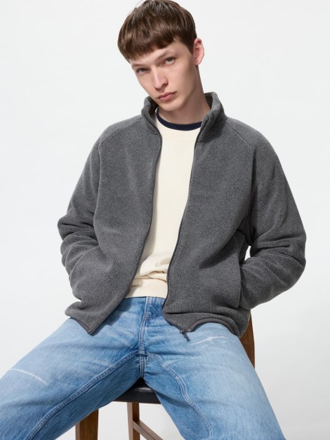 Uniqlo Уни флисовая куртка на молнии 08 СЕРЫЙ ХL